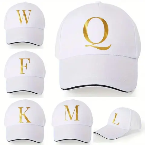 Personalized Gold Letter Casual Baseball Cap - Adjustable Fit Hat, Breathable Polyester Cap, Lightweight, Quick Dry for Outdoor Sports, Travel, Breathable Polyester Caps