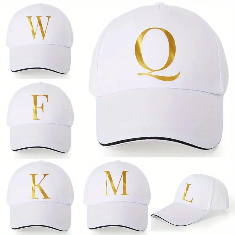 Personalized Gold Letter Casual Baseball Cap - Adjustable Fit Hat, Breathable Polyester Cap, Lightweight, Quick Dry for Outdoor Sports, Travel, Breathable Polyester Caps