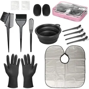 16 Pieces Hair Dye Coloring Kit- Hair Tinting Bowl, Hair agitator, Dye Brush, Ear Cover, Hairpin, Hair Coloring Cape For Hair Dye Tools