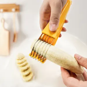 Banana Slicer Stainless Steel Blade Quick and Safe Fruit Cutter Kitchen Tool for Banana Strawberry Grape Cucumber and Salad Prep