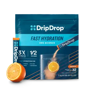 DripDrop Orange Electrolyte Powder, 8 oz sticks, 32 count
