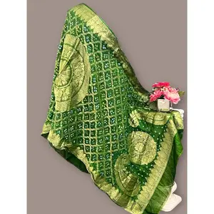 Dark green gharchola bandhani dupatta