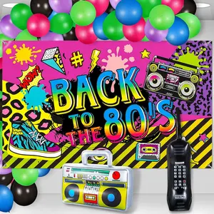 80'S Party Decorations Back To The 80S Party Backdrop Banner With Inflatable Radio Boombox And Mobile Phone Latex Balloons For 80S Hip Hop Themed Birthday Photo Booth Background Party Supplies