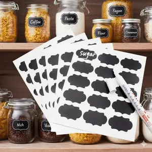 Waterproof Removable Chalkboard Labels for Kitchen Pantry Organization, Glass Jar Canister DIY Craft Stickers, Reusable Writable Labels for Food Storage Containers, Home Decor & Creative Marking
