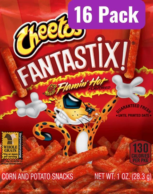 Cheetos Fantastix Flamin Hot Corn and Potato Snacks, 1 oz Bags, Pack of 16, Bundled By Shoppyway