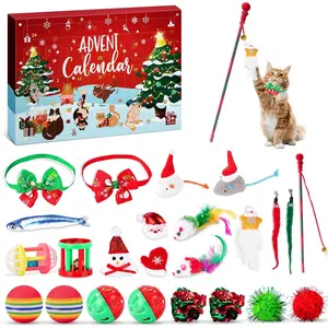 Cat Advent Calendar 2025, 24 Days Christmas Countdown Calendar for Kitten Cat Toys, Christmas Toys for Kitten with Feather Teaser and Ball Bells Gifts for Cat Lovers