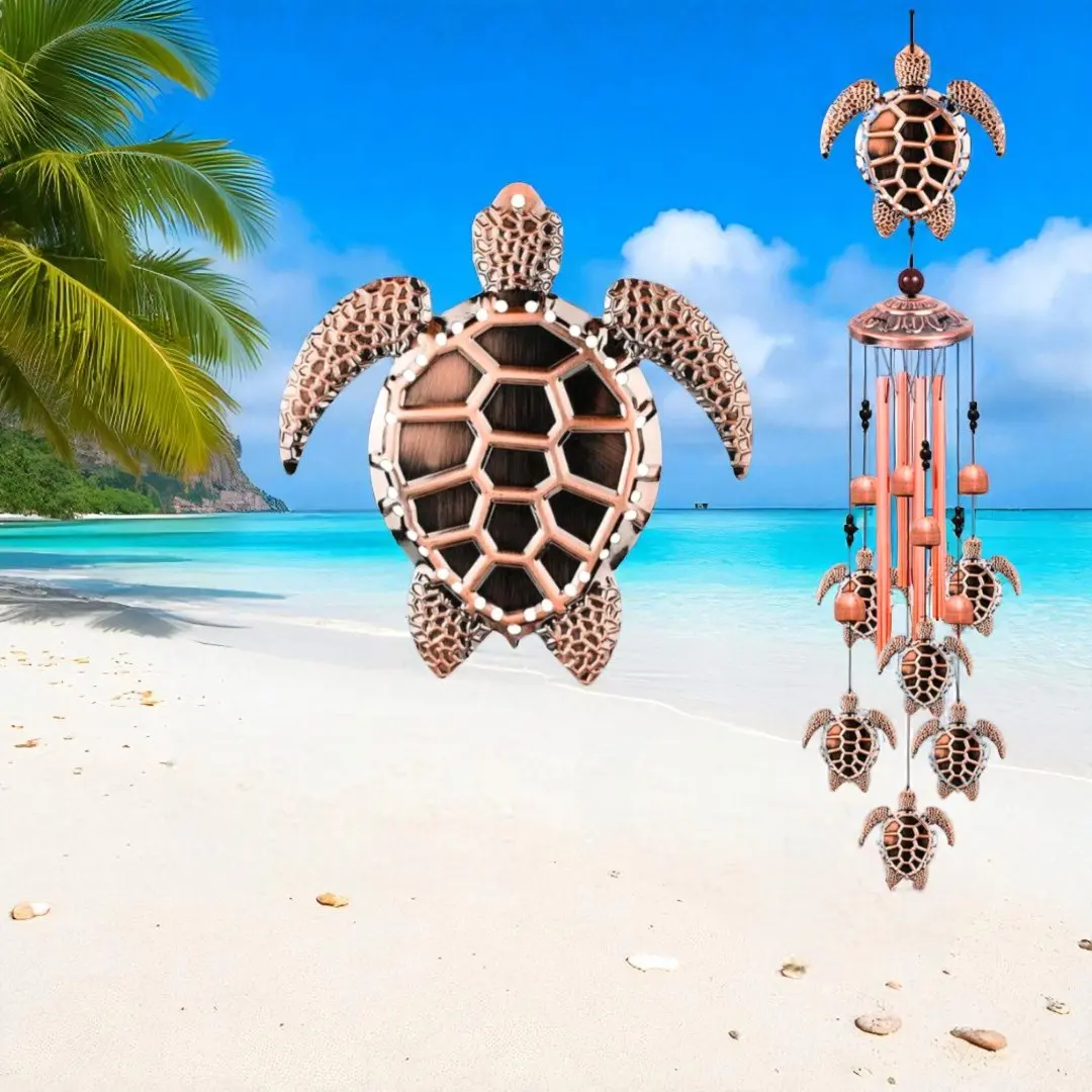 Outdoor metal Turtle Wind Chimes - Memorial Sea turtles Wind Chime,Windchimes for Patio Outdoor Garden Decoration,Christmas Gifts,Wind catcher
