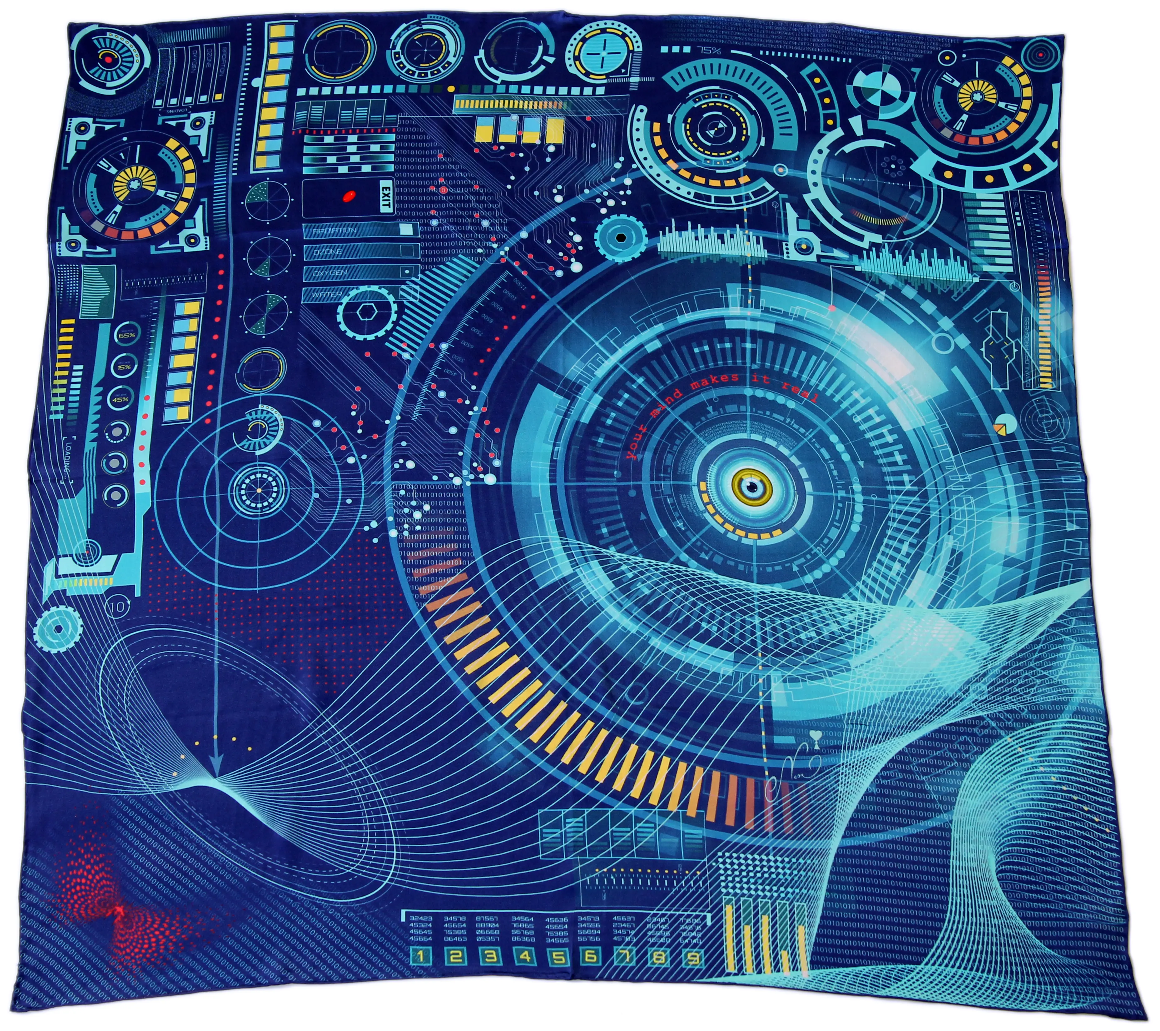 Digital Awakening Silk Scarf – 36x36" Cyber Reality Scarf with Red Pill & Code – Gift for Her, Philosophical Tech Scarf
