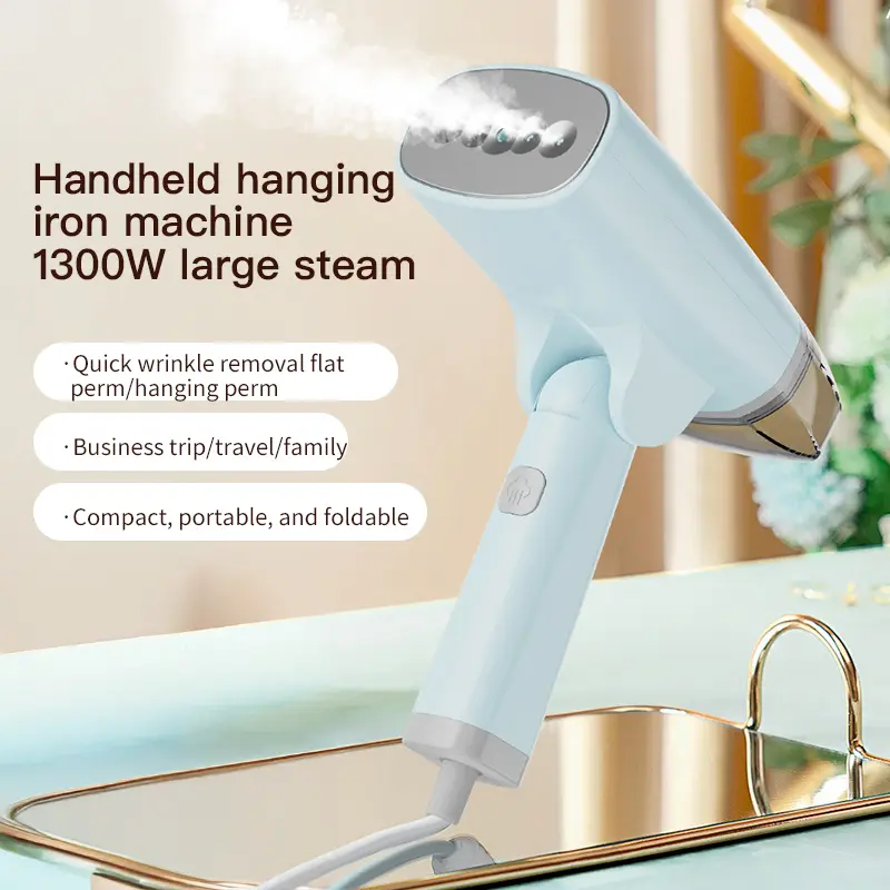 1300W Corded Handheld Clothes Steamer - Foldable, Lightweight, Compact Mini Sized Unit, Fast Heat-Up, 5-Hole Steam Outlet, Large Water Tank, Portable Hanging Iron for Home, Travel, Mini Sized Products, Corded Unit Steamers For Clothes