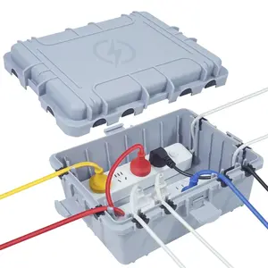 Large Outdoor Electrical Box Waterproof, IP54 Extension Cord Cover Weatherproof Outdoor Outlet Covers, Protect Power Strip, Timer Outlet, Plug, Socket, Holiday Light, Grey (12 x 9X 5 inch)