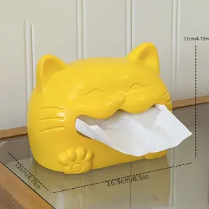 1pc Whimsical joyful Cat Tissue Box Holder - Adorable Cartoon Design Plastic Tissue Dispenser for Living Room, Bedroom, Dining Table Decor, Cat Bathroom Decor