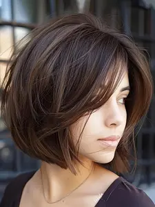 10 Inch Short Straight Bob Wigs for Women, Gorgeous Fluffy Wigs with Bangs, Synthetic Full Machine Wigs for Party, Daily Use