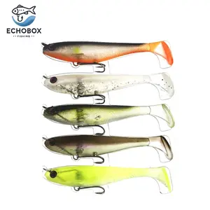EchoBox Pro Magnetic Hook Soft Plastic Swimbait 5-Pack Fishing Tackle Lure | 2-Prong Secure Design for Sleeker Profile– 3.5” 7g Paddle Tail Bass & Pike Slayer! swim bait