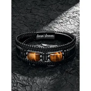 Men’s woven leather bracelets, party fashion jewelry, everyday outfit accessorizing, fashion accessories, exquisite jewelry for birthday gifts GARMENTARY