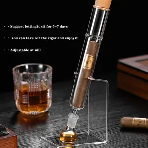 Cigar Humidor Set with Glass Aroma Tube, Elegant Cigar Rack, Handmade High-Quality Material, Essential for Cigar Lovers, Scent Tube