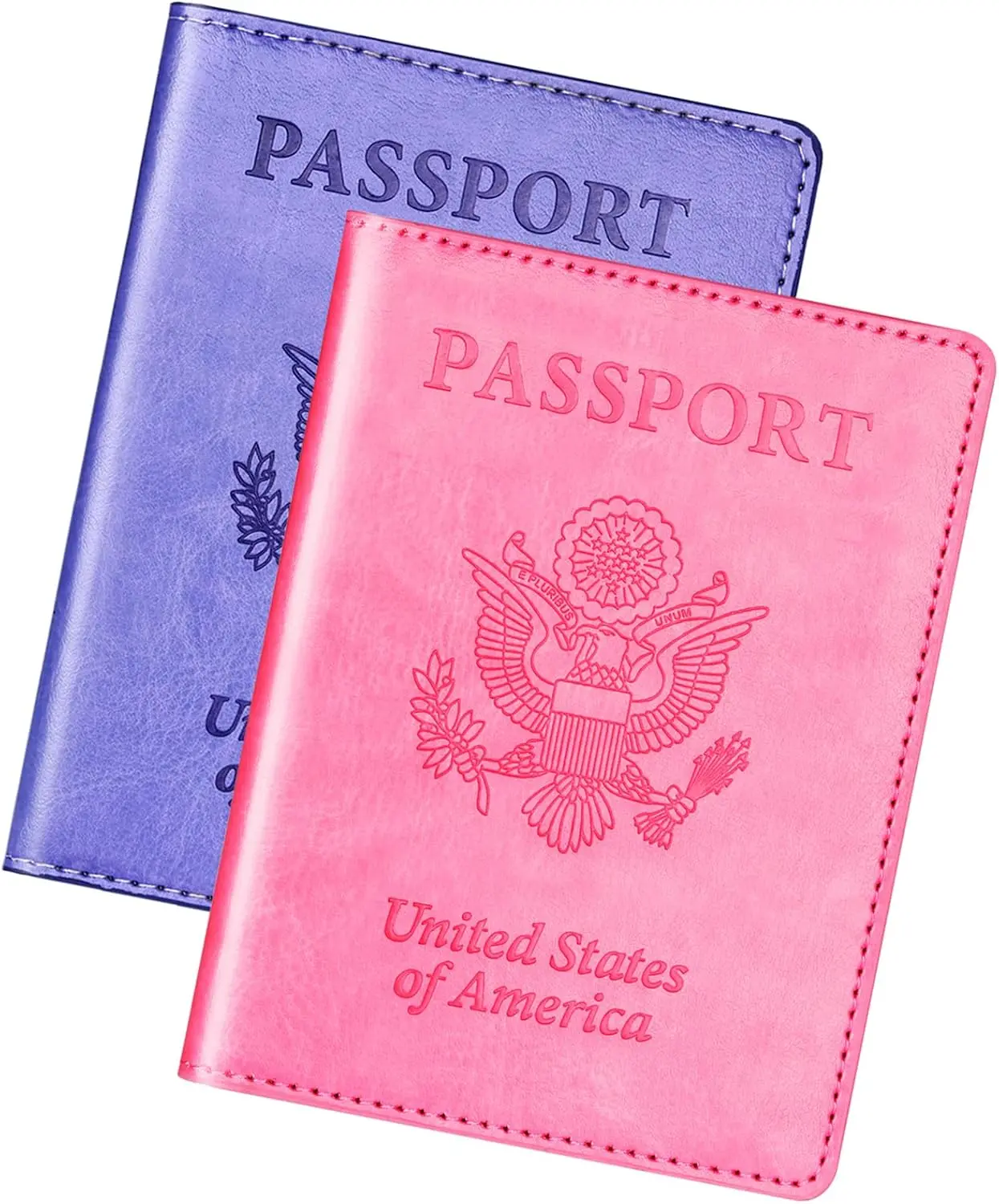 Passport Holder Cover Wallet Case for 2 Women Men Family, Passport Book Holders Covers Wallets Travel Must Haves Cruise Ship Essentials pink & purple