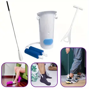 Sock Aids Kit for Seniors Putting on Socks - Sock Helper Easy on And Off Stocking Sock Remover Device Help Elder No Bending, Retractable Shoe Horn with Non-Slip Handle Assist Independence