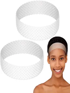 2 Pcs Silicone Wig Grip Band Snatch Proof Wig Band No Slip Silicone Headband Holder Sports Yoga(White)