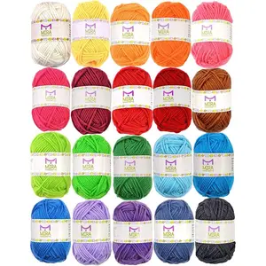20 Acrylic Yarn Skeins - 438 Yards Multicolored Yarn in Total – Great Crochet and Knitting Starter Kit for Colorful Craft – Assorted Colors