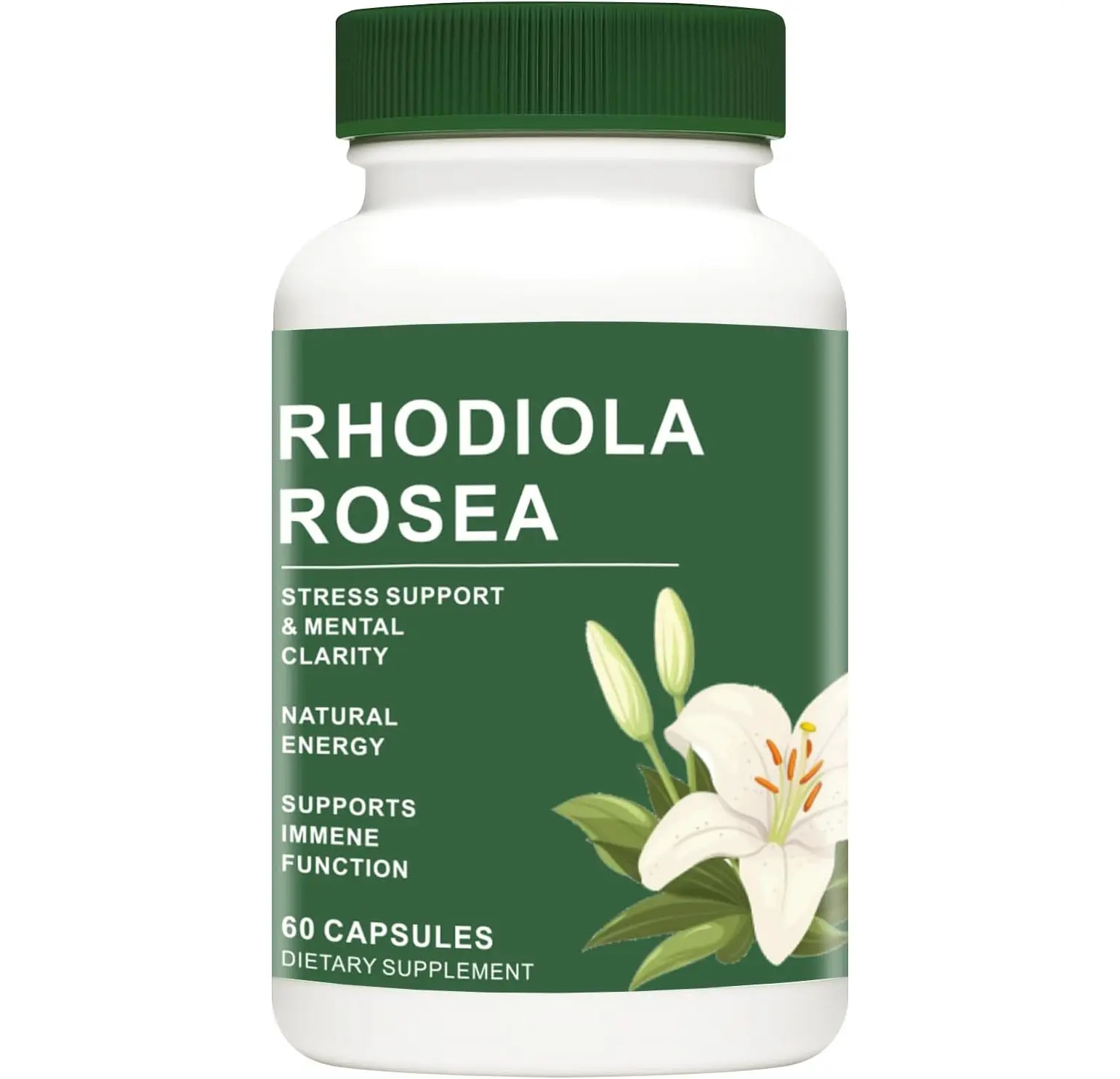 Rhodiola Rosea Capsules 500mg - Natural Adaptogen Supplement for Stress Support, Mental Focus & Energy - Non-GMO