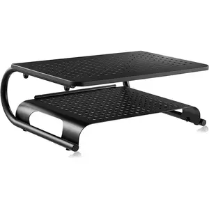 Double-Deck Desk  Stand Riser for ,Laptop,Printer, Notebook and  Flat Screen Display with Vented Metal Platform and 4 Inches Height Underneath Storage (MST002)