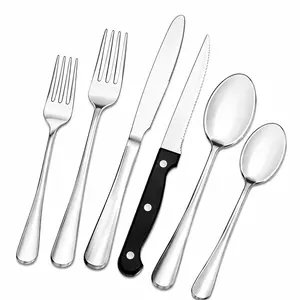 24-Piece Modern Polish Luxury Silverware Set with Steak Knives, Spoons, Fruit Forks Flatware Set for 4, Stainless Steel Tableware Cutlery Set, Utensil Sets for Kitchen Dinnerware Service Set