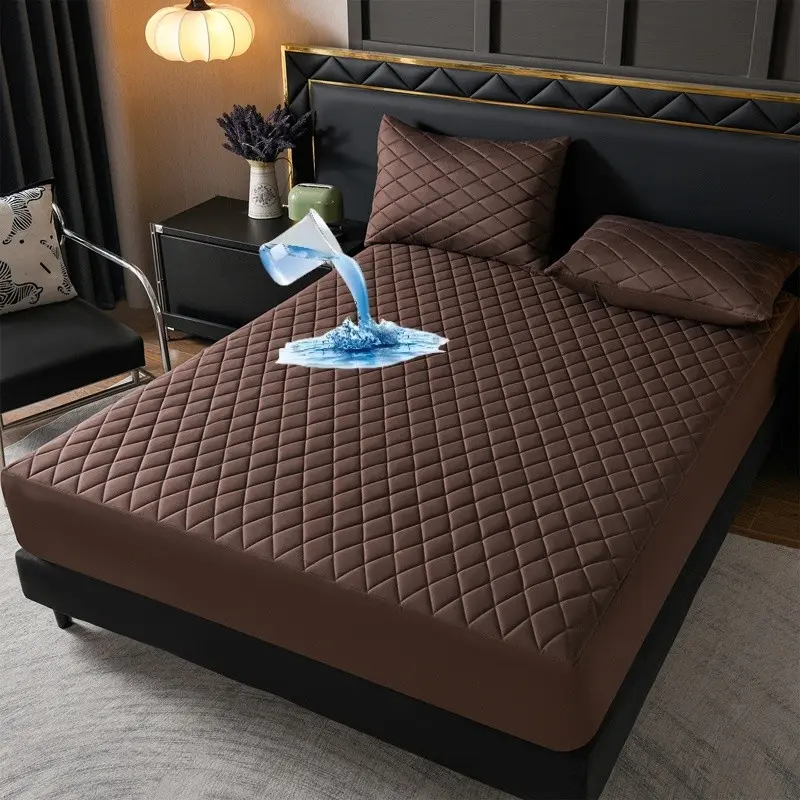 Waterproof Mattress Protector Set, Soft Breathable Bed Sheet Cover with Deep Pocket, Noiseless Washable for Bedroom Hotel Apartment School, Bedding Accessories
