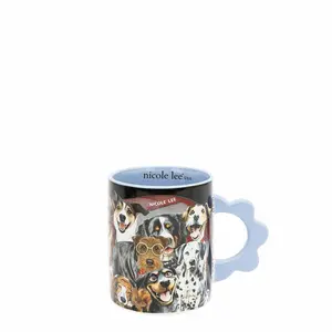 Nicole Lee NL-PETAL CERAMIC MUG 500ml Stoneware with Flower Petal Handle Dishwasher & Microwave Safe Coffee Drinkware Gift Boxed
