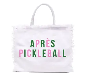 By The Edit Court Cutie Linen Tote Bag with Fringe Trim