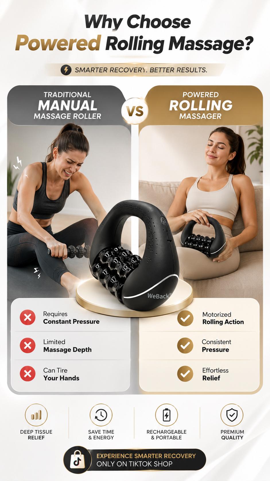 WeBack Handheld electric rolling massager provides full-body relief for deep tissues and muscle with 3-speed rotation. summerwins WeBack Handheld electric rolling massager provides full-body relief for deep tissues and muscle with 3-speed rotation. summerwins