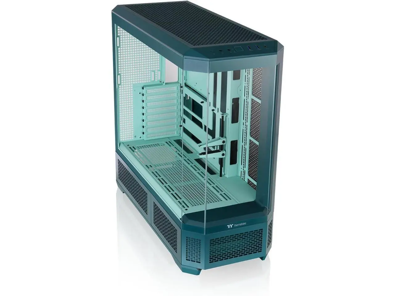 Thermaltake View 600 TG; Full Tower; 420mm Radiator Support; 480mm GPU Clearance; Hidden Connector Support; Rotatable PCIe Slots; 220mm PSU Clearance; Transformative Teal; CA-11H-00FTWN-00