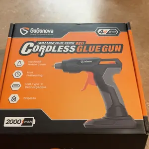 【Valentine's Day Gift DIY】GoGonova Glue Gun, 20s Fast Preheating Anti-drip Cordless Glue Gun, 2Ah USB-C Rechargeable with 25 Pcs Mini Glue Sticks, Smart Power-Off Tool Rubber Portable Handle