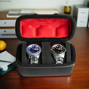 2026 New 2-Slot Hard Shell Watch Storage Box, Portable Travel Watch Case with Shockproof Sponge Pillow, Fits Large and Small Watches, Durable Protective Organizer for Daily Home Storage and Outdoor Travel