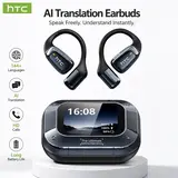 HTC NE25 Translation Wireless Earbuds - Open-Fit OWS Headset, Bluetooth Cool Gadgets, 134-Language Real-Time Translation, Vibrant Touchscreen, Integrated Mic, High-Quality Sound, App Support, iOS/Android Compatible Smart Audio Electronics (Gifts Adults),t