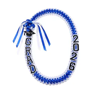 Graduation Leis Grad Handmade Ribbon Lei Double Braided Ribbon Necklace with Grad Letters,47.2Inch