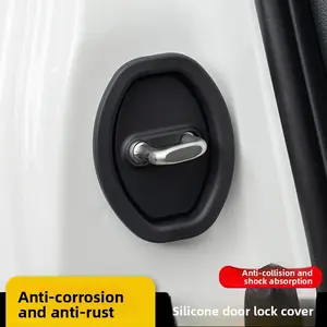 4pcs Car Door Lock Silicone Protector, Universal Shockproof Noise Reduction Rust-Resistant Latch Pad, Automotive Accessories