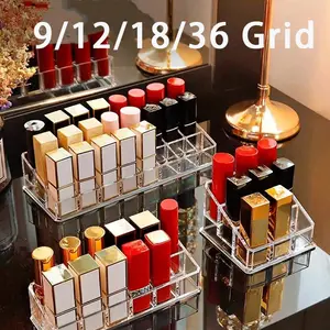 Transparent Lipstick Organizer, 9-Grid/18-Grid/36-Grid Design, Durable & Stylish Cosmetic Storage Solution, Beauty Organizer, Perfect for Makeup Organization, Makeup Organizer Box