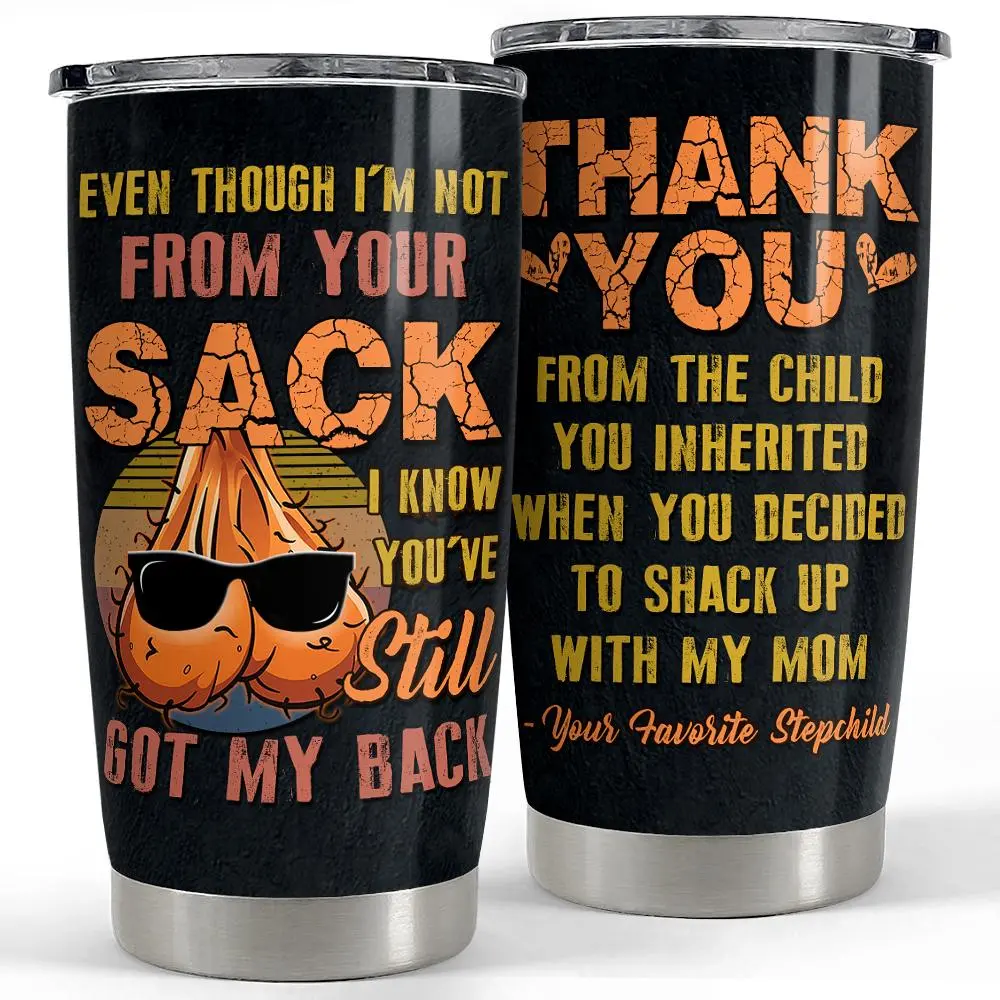 20oz Stainless Steel Insulated Vacuum Travel Tumbler with Lid - Step Dad Themed Unique Father's Day Gifts for Dads, Guys (Father's Day, Christmas)
