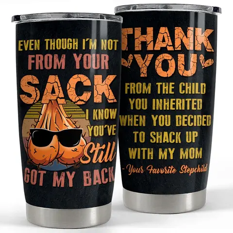 20oz Stainless Steel Insulated Vacuum Travel Tumbler with Lid - Step Dad Themed Unique Father's Day Gifts for Dads, Guys (Father's Day, Christmas)