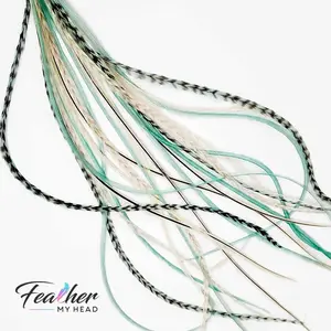 Feather My Head Bamboo & Coconut Cream Feather Extensions - 16 Pack Mixed Color Hairpiece for Versatile Styling