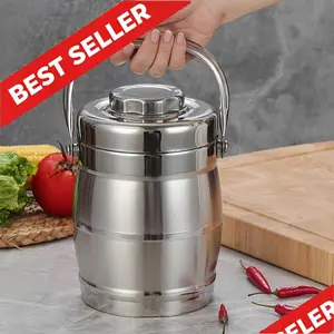 Insulated Stainless Steel Lunch Box - 3-Tier Stackable Bento Box with Heavy Duty Handle - Leak-Proof Thermal Food Jar - Keeps Food Hot/Cold for Hours - Portable Travel Containers for Adults & Kids