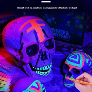 UV Reactive Neon Face and Body Paint Pens, 12 Colors Glow-In-The-Dark Acrylic Markers, Perfect for Bars, Parties, Music Festivals, Halloween