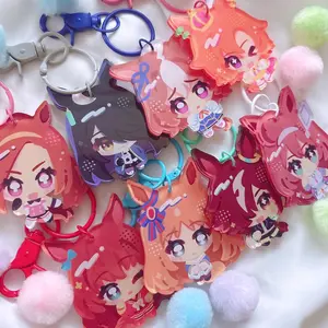 Uma Musume Acrylic Keychain Charms - Horse Girls Haru Urara Agnes Tachyon Rice Shower Keychains - Cute Characters, Kawaii Bag Charm for Keys, Backpack & Gifts, Collectible Fan Accessory, Aesthetic Game Merch!
