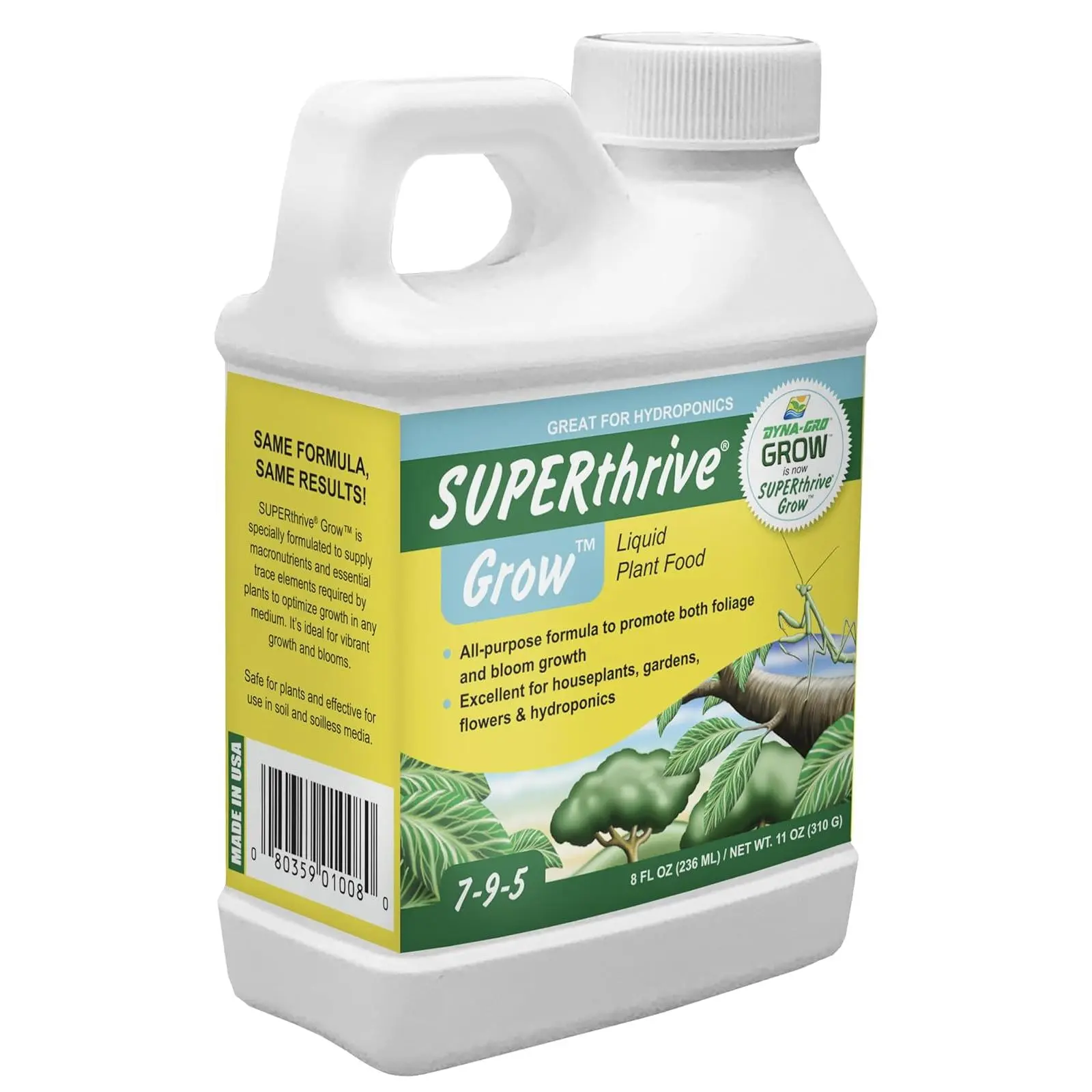 8 Oz Organic Houseplant Fertilizer - Balanced NPK Plant Nutrient Concentrate for Foliage Growth, Bloom Support, Hydroponics Use