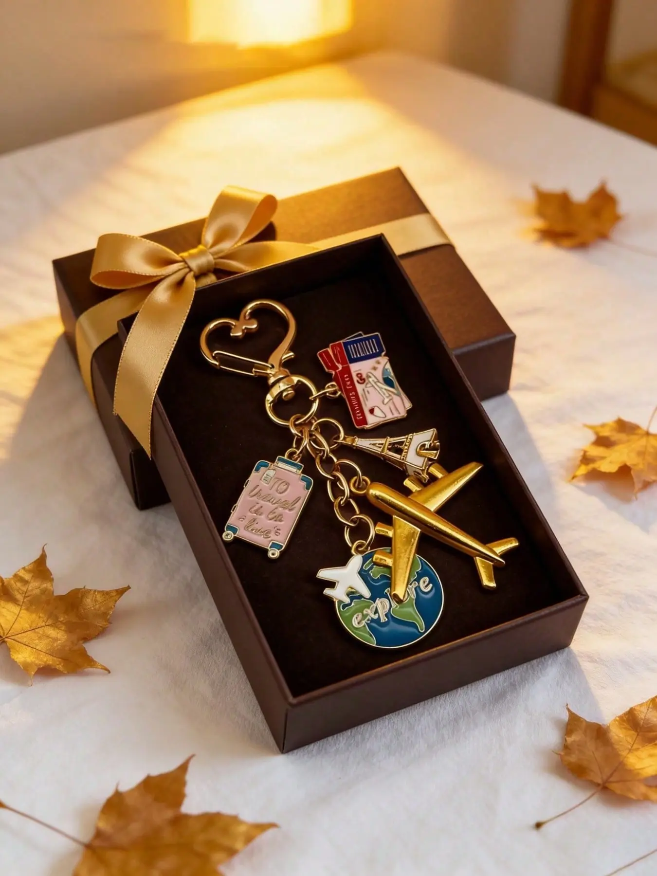 Fashion Cartoon Keychain with Oil Drop and Plane Design, Multifunctional Travel Gift, Perfect for Luggage, Passport, Handbags