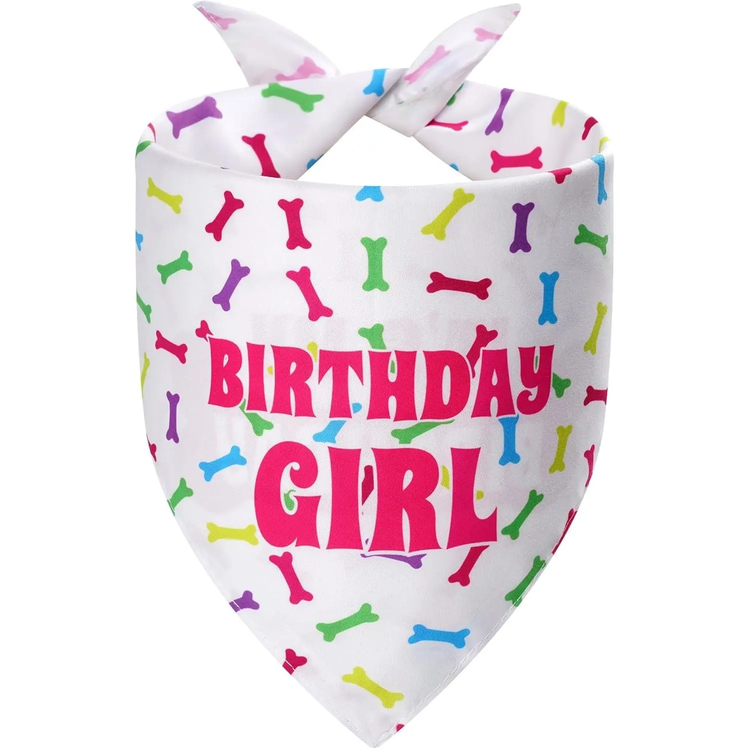 Birthday Dog Bandana Pink Boy Large 1PCS, 2 Pattern Colorful Bone Scarf, Durable Triangle ReversibleBibs Handkerchief for Puppy Pet