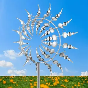 Metallic Kinetic Windmill, Outdoor Garden Decor, Creative Lawn Art Spinner, Garden Decoration Supplies for Outdoor Yard Lawn, Garden Sculptures Statues