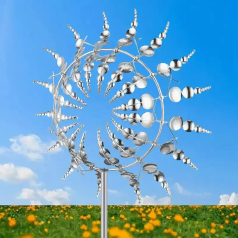 Metallic Kinetic Windmill, Outdoor Garden Decor, Creative Lawn Art Spinner, Garden Decoration Supplies for Outdoor Yard Lawn, Garden Sculptures Statues, Garden Accessories, Outdoor Garden Accessory