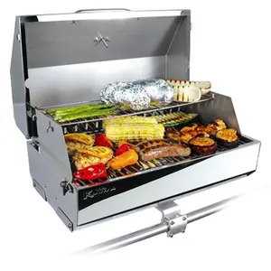 212 MAIN Kuuma Stow-N-Go 316 Premium Square Steel Gas Grill with Rack and Warming Rack for Outdoor BBQ