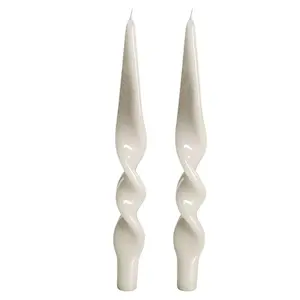 Lacquered Twisted Set of 2 Candles Cream